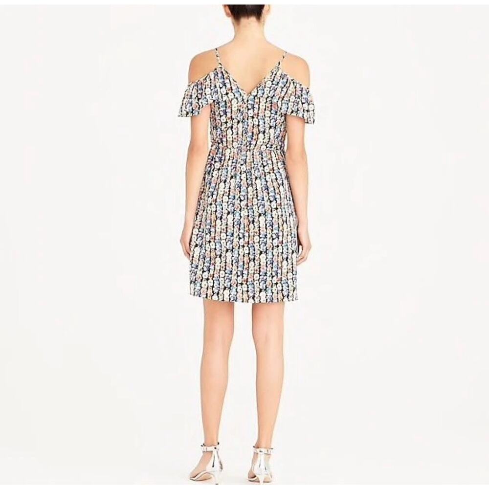 J. Crew Mercantile Cold Shoulder Ruffle Dress Size 2 Charlotte Floral - Picture 3 of 7